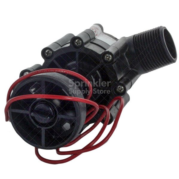 Side profile of Toro 254-16-04 irrigation valve installed on piping, illustrating port orientation and flow control lever location for installers.