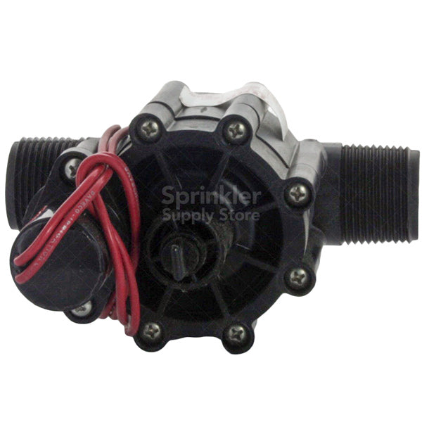 Side view of Toro 264-06-04 showing 1" male threaded inlet and outlet and compact 4-1/2" by 4-1/2" valve body footprint.