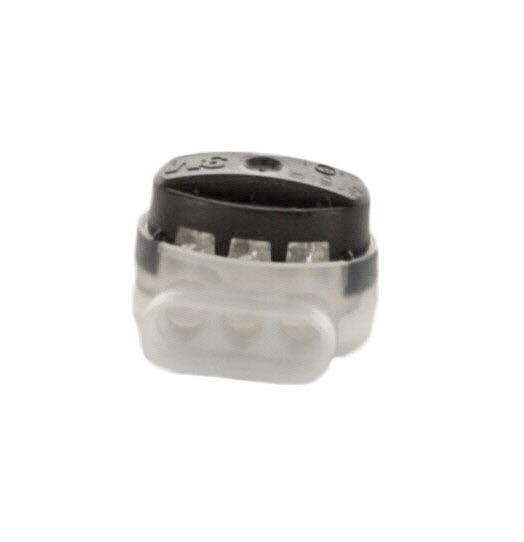 Front view of 3M 316IR Scotchlok IDC connector illustrating gel-filled moisture seal and U-contact area for wire insertion.