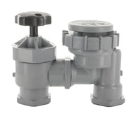 Front view of Irritrol 2709PR 1-inch manual anti-siphon irrigation valve showing flow-control screw and bonnet assembly, beige PVC body.