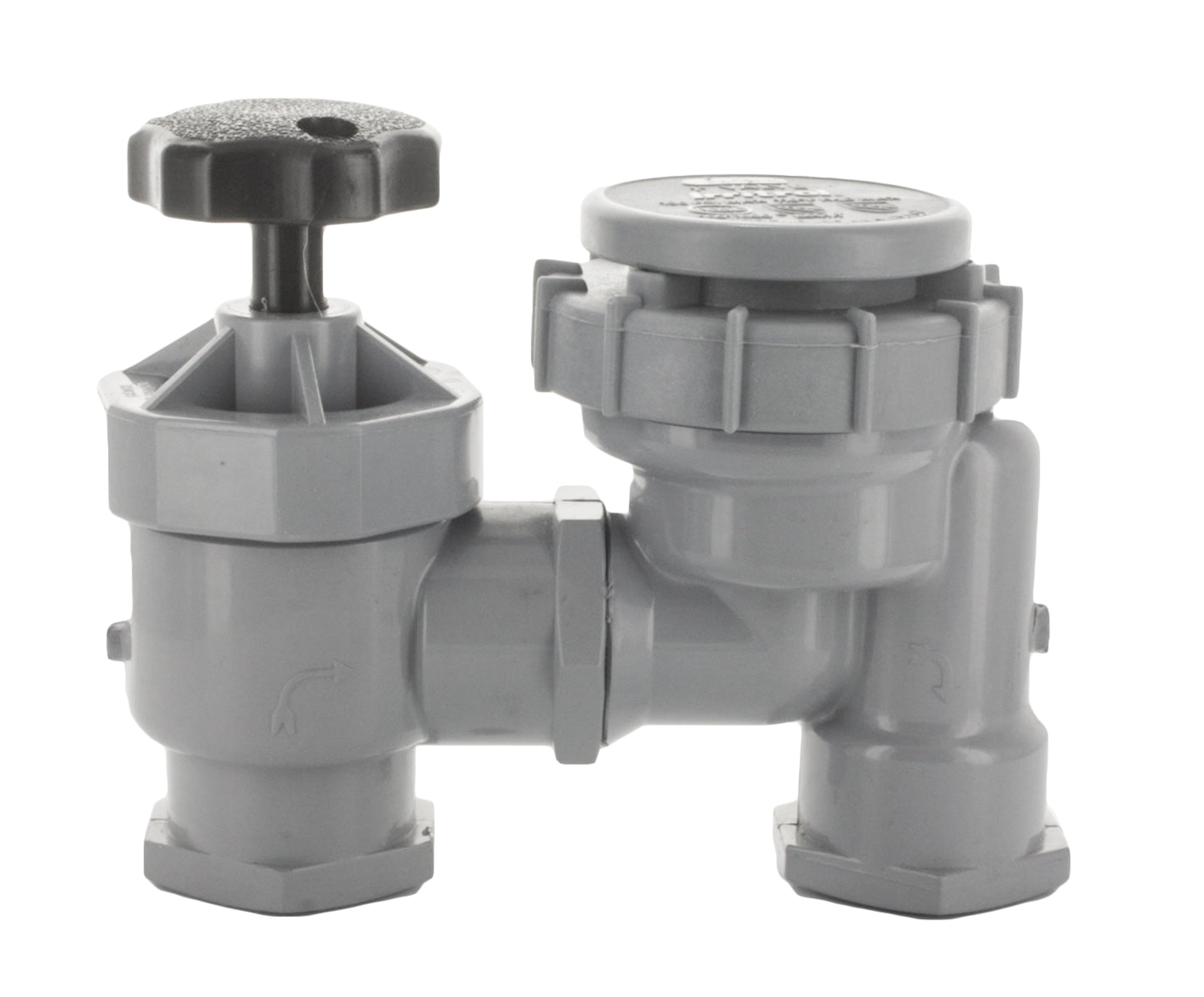 Front view of Irritrol 2709PR 1-inch manual anti-siphon irrigation valve showing flow-control screw and bonnet assembly, beige PVC body.