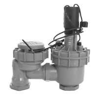 Front-angle view of Irritrol 2711DPR 3/4-inch electric anti-siphon valve showing threaded jar-top bonnet, flow-control knob and solenoid assembly.