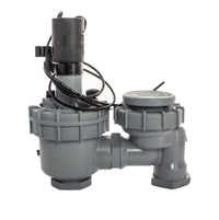 Close-up of the Irritrol 2711DPR solenoid and bonnet area, showing electrical coil, captive plunger and tamper-resistant flow-control mechanism.