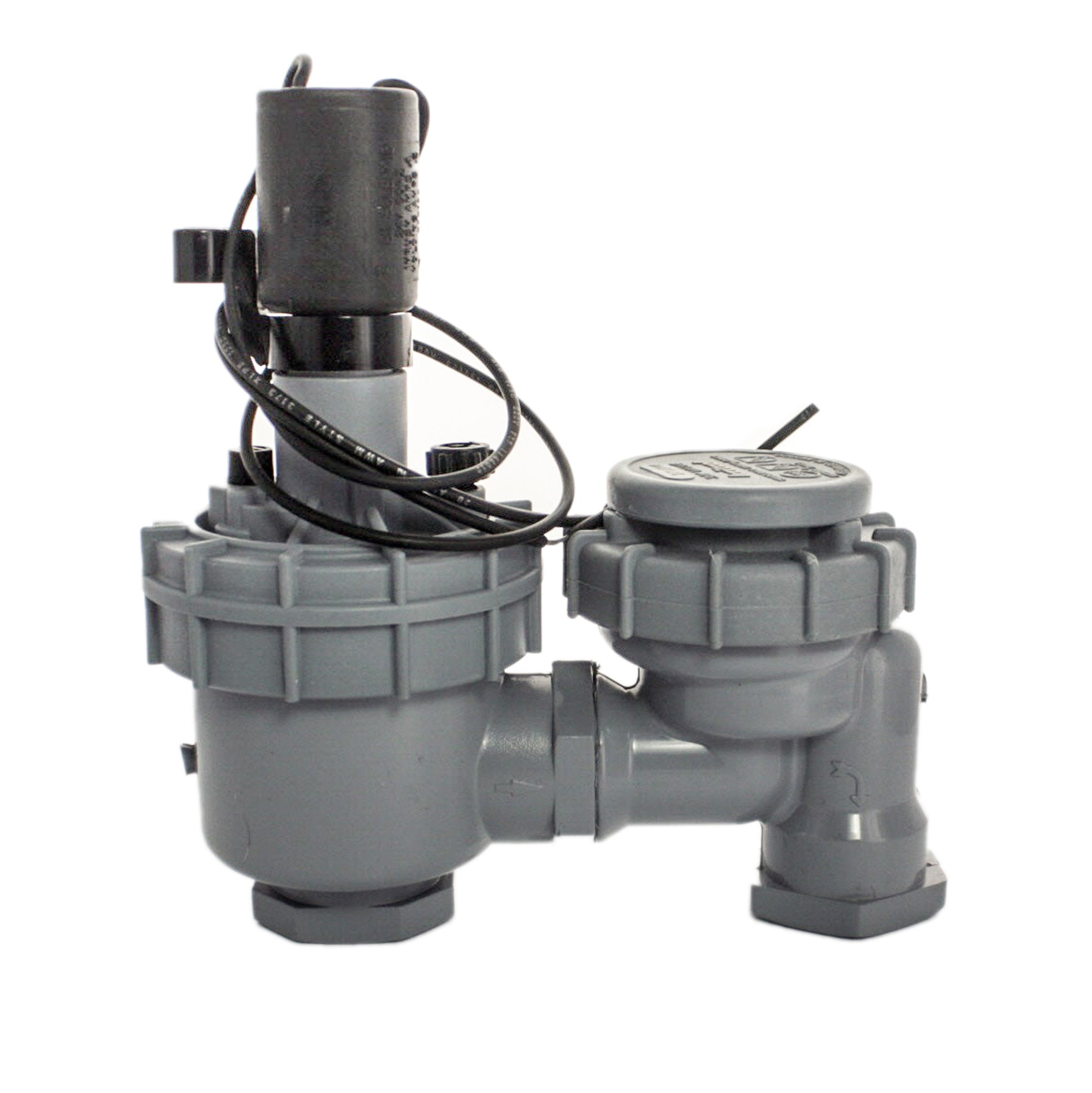 Close-up of the Irritrol 2711DPR solenoid and bonnet area, showing electrical coil, captive plunger and tamper-resistant flow-control mechanism.