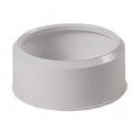 White PVC NDS 2P42 4-inch sewer drain adapter bushing, front three-quarter view showing socket and exterior profile, on plain background.
