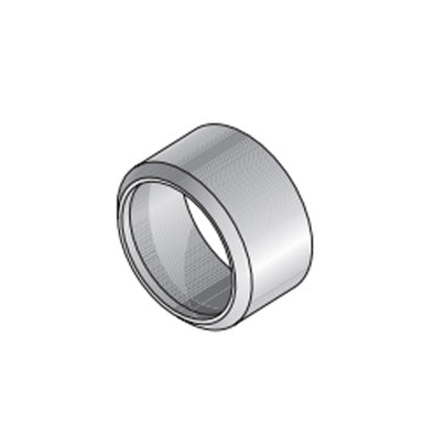 Close-up of NDS 2P42 4-inch PVC adapter bushing, angled view highlighting inner socket and smooth solvent-weld surface, white finish visible.