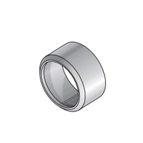 Close-up of NDS 2P42 4-inch PVC adapter bushing, angled view highlighting inner socket and smooth solvent-weld surface, white finish visible.
