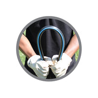 Angled product shot of 100 ft Irritrol Blue Flex swing pipe highlighting coil packaging and tubing diameter for visual sizing.