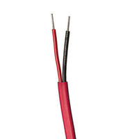Red 2500-foot spool of Paige Electric 14 AWG 2-conductor Maxi decoder cable (P7072D), PVC insulated with HDPE jacket for direct burial, close-up