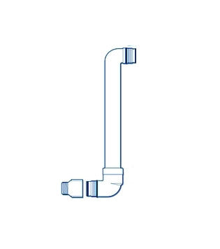 Unibody swing joint assembly (SKU 3-A1-3-1-12), 1-1/2 inch MIPT inlet and outlet, 12-inch swivel assembly showing inlet and outlet connections