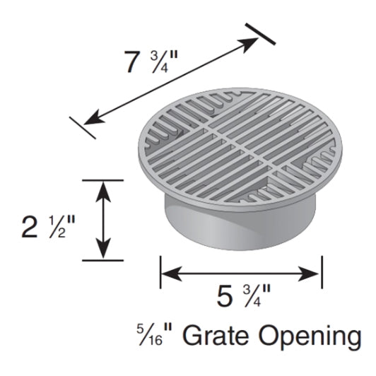 Close-up top view of NDS 8-inch gray round drain grate (SKU 30), highlighting slot openings and fit collar.