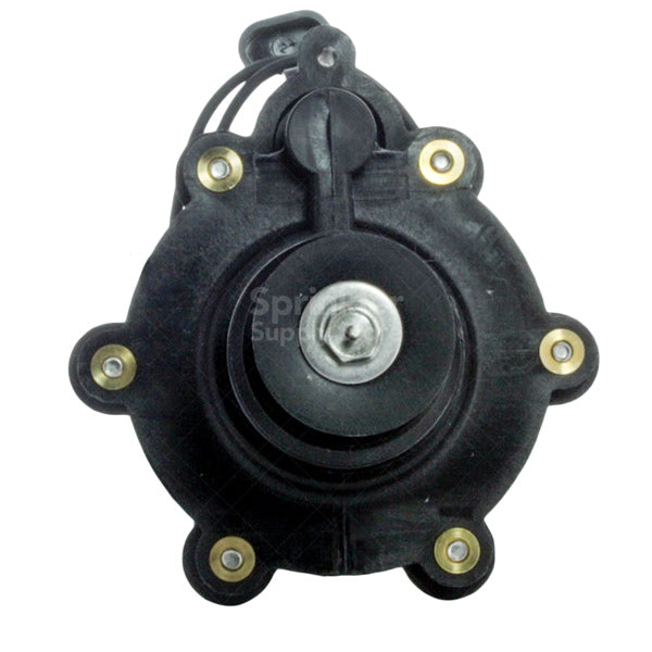 Side perspective of Irritrol 300-1 valve adapter highlighting the removable metering system and ergonomic flow control knob.
