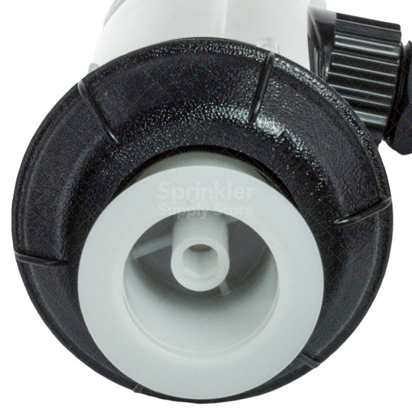 Side profile of Toro 300-12-00 rotor showing pop-up stem, nozzle cavity (no nozzle installed) and 3/4" female side inlet for standard connection.