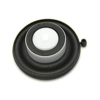 Front view of Hunter 332100SP diaphragm assembly, black rubber replacement part for 1-inch PGV and SRV irrigation valves, showing sealing surface and shape.