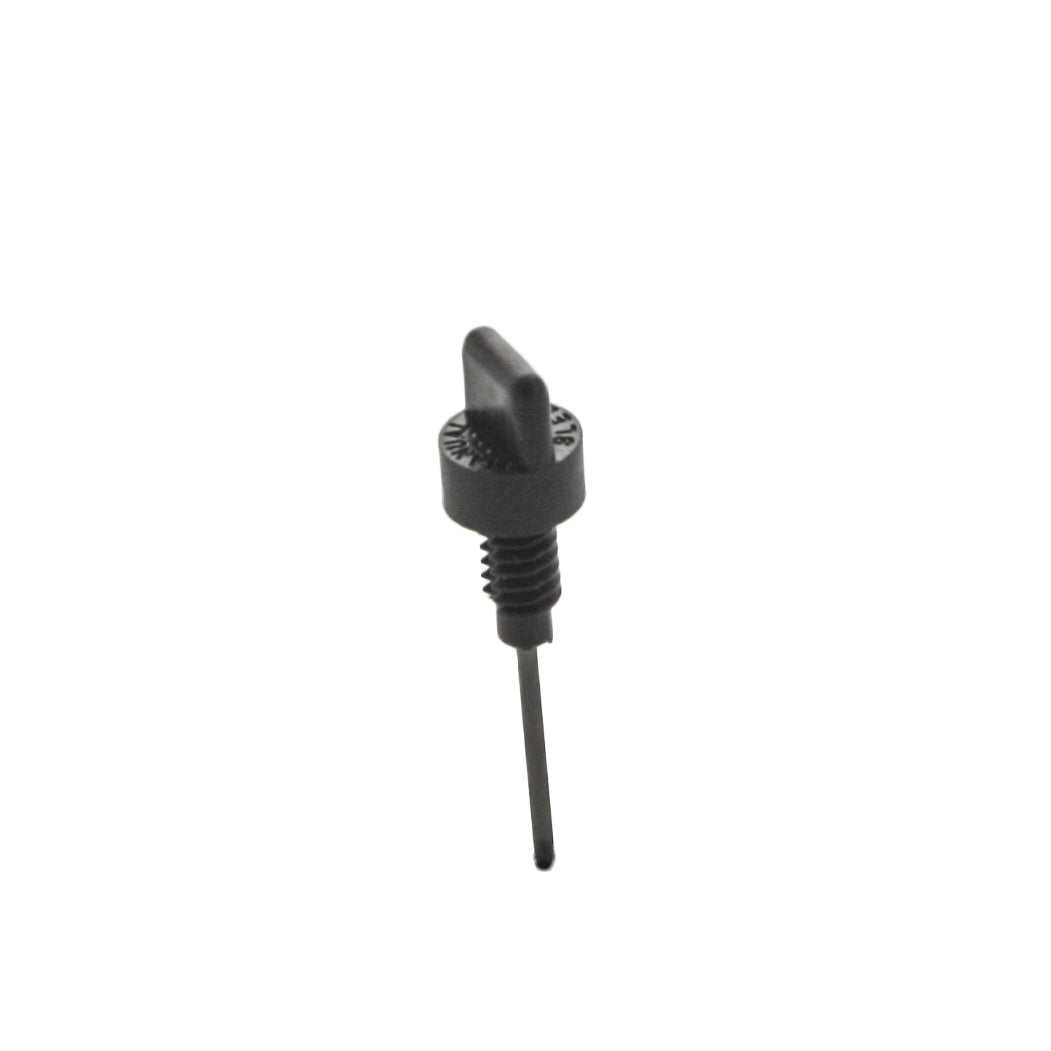 Close-up of Toro 35-4889 bleed screw showing threaded shaft and retaining pin detail, photographed on white backdrop for clear part identification.
