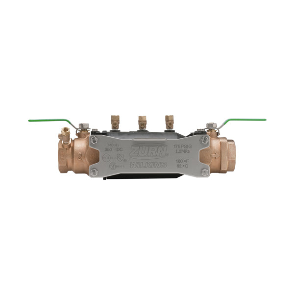 Wilkins 350XL 2-inch double check backflow preventer with FNPT x FNPT connections; lead-free model shown on white background.