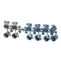 Hunter I-20 replacement nozzles (356605SP) photographed with packaging and performance chart references visible in the background.