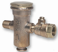 Conbraco 40-000-FPV2 freeze protection valve in bronze; 1/4" threaded inlet with integrated test cock.