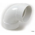White PVC NDS 41P0 4-inch long-turn 90-degree elbow (hub x hub) shown from the side with both hub openings visible.