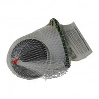 Front view of NDS 421 4" pop-up drainage emitter with 90° elbow, green spring-loaded cap and wide flange.