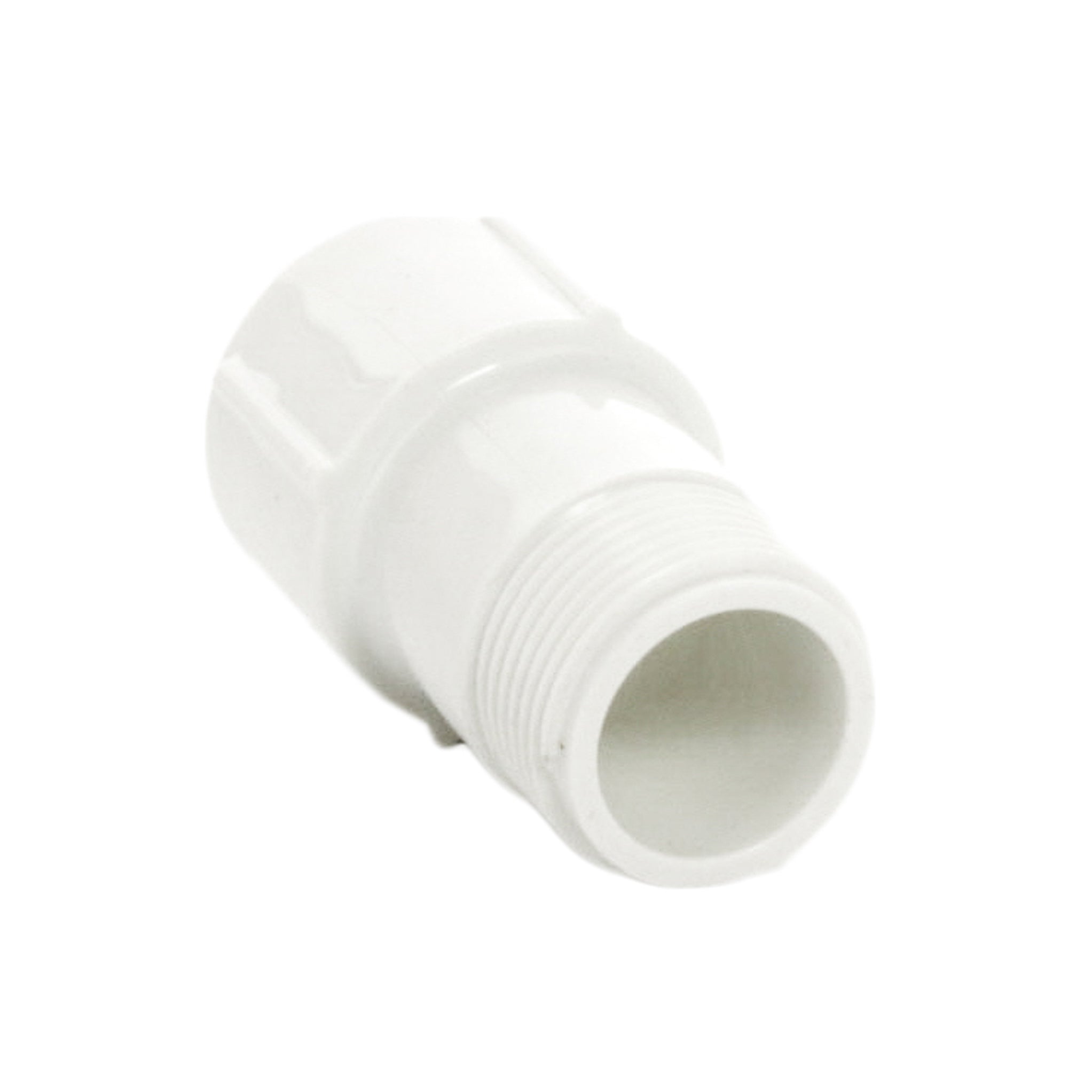 Angled product shot of 434-008 poly riser extender highlighting the 2-5/16" extension length and standard 3/4" threaded connection ends.
