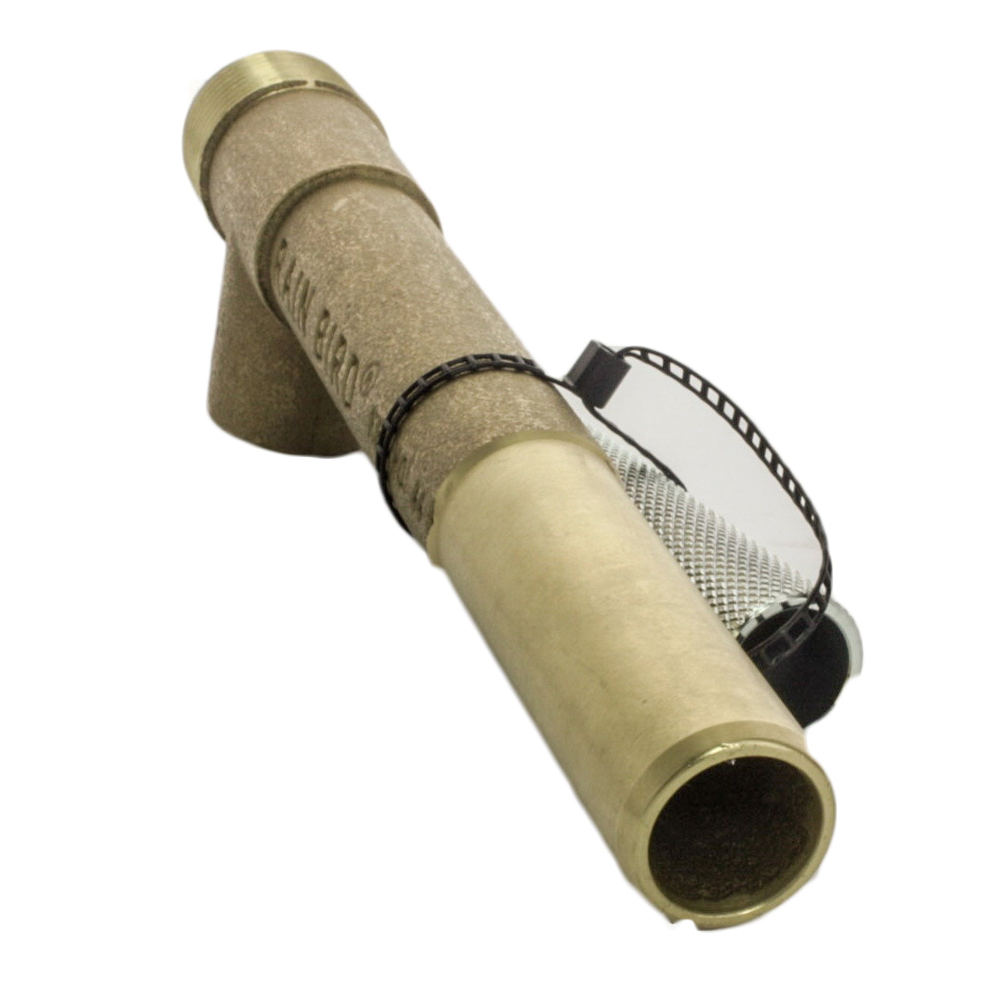 Side profile of Rain Bird 44K valve key showing red-brass body and 1-inch and 3/4-inch threaded connections.