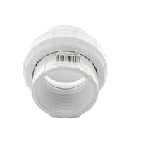 Close-up image of a Schedule 40 PVC union nut and threaded FIPT connection highlighting the Buna-N O-ring seal and molded detail.