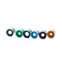 Close-up of the I-40 nozzle rack showing individual adjustable nozzles (sizes 8,10,13,15,23,25) and color coding for installer convenience.