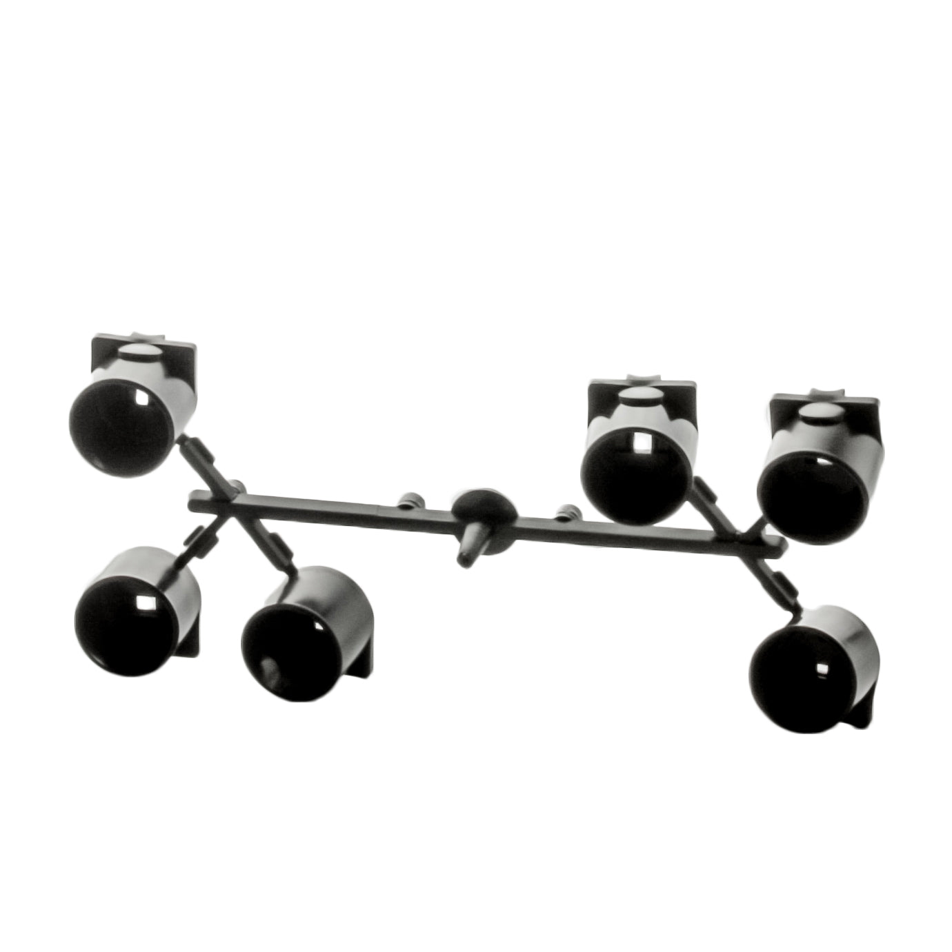 Front perspective of Hunter 466100 PGP Ultra black nozzle rack showing nozzle ports and mounting features for rotor installation (close view).