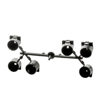 Front perspective of Hunter 466100 PGP Ultra black nozzle rack showing nozzle ports and mounting features for rotor installation (close view).