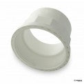 White NDS 4P11 PVC 4-inch hub x FPT cleanout adapter, front-facing view showing hub and female pipe-thread connection and molded markings.