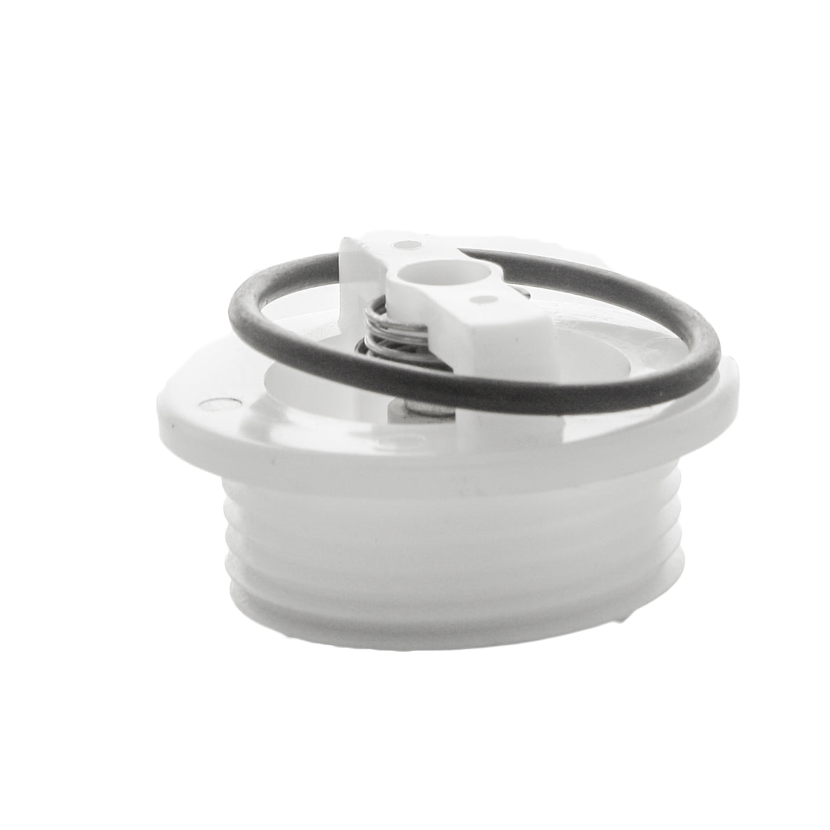 Close-up of Conbraco 4V-500-03 float assembly and float O-ring alongside cap components on white background.