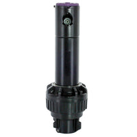 Rain Bird 5000S Plus PC SAM non-potable rotor, side view of pop-up riser and purple non-potable cover, showing nozzle and body details.