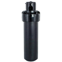 Front view of Rain Bird 5004PLFCS 4 in. pop-up rotor with green cap, showing pop-up head and compact exposed diameter.