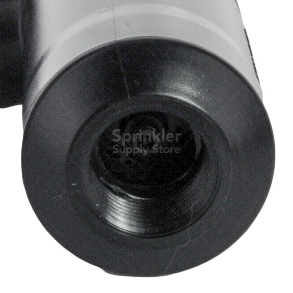 Rain Bird 5006PC rotor installed, close-up of body and exposed diameter with visible inlet connection area and cap detail.