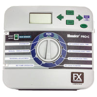 Front view of Hunter Pro-C lighting facepack P/N 526205 showing the control panel, LCD display, and labeled buttons for L1–L3 lighting schedules.
