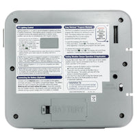 Angled close-up of Hunter Pro-C face lighting plate (526205), highlighting the program labels, control buttons, and connector area for lighting transformers.