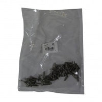 Bag of 64 NDS stainless steel #4 x 5/8 Phillips flat head screws for Mini Channel drains; closeup of screw heads and threads.