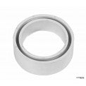 White PVC reducer bushing (2 in to 3 in) showing hub and spigot ends and molded size markings for solvent-weld connection, angled view, product on white background, clear size details.