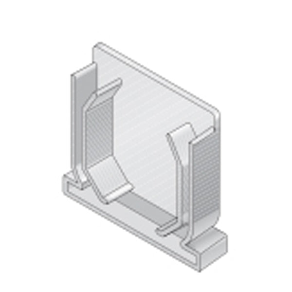 Angled view of NDS Model 547 3-inch mini channel end cap in gray PVC illustrating connection profile and size.