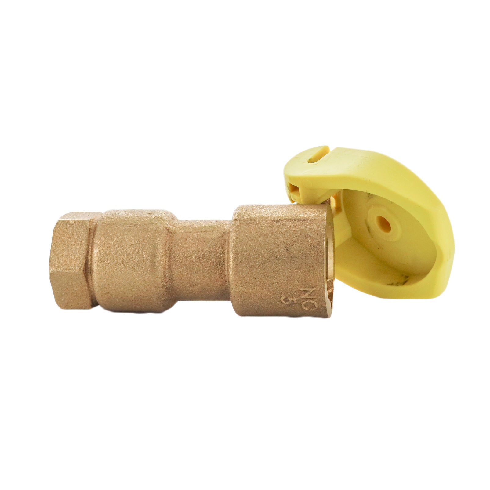 Top and side view of Rain Bird 5RC quick-coupling valve illustrating one-piece red brass construction, rubber cover, and compact 5½-inch overall height.