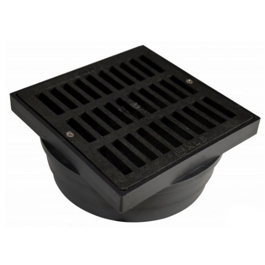 NDS 637 Square Grate & Adapter — 6 x 6 x 6 in, Black