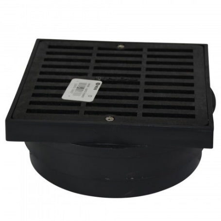NDS 637 Square Grate & Adapter — 6 x 6 x 6 in, Black
