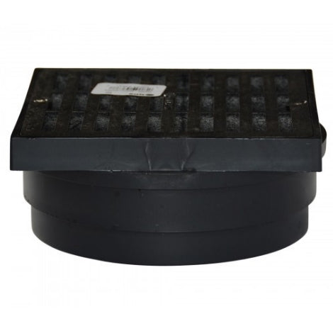 NDS 637 Square Grate & Adapter — 6 x 6 x 6 in, Black