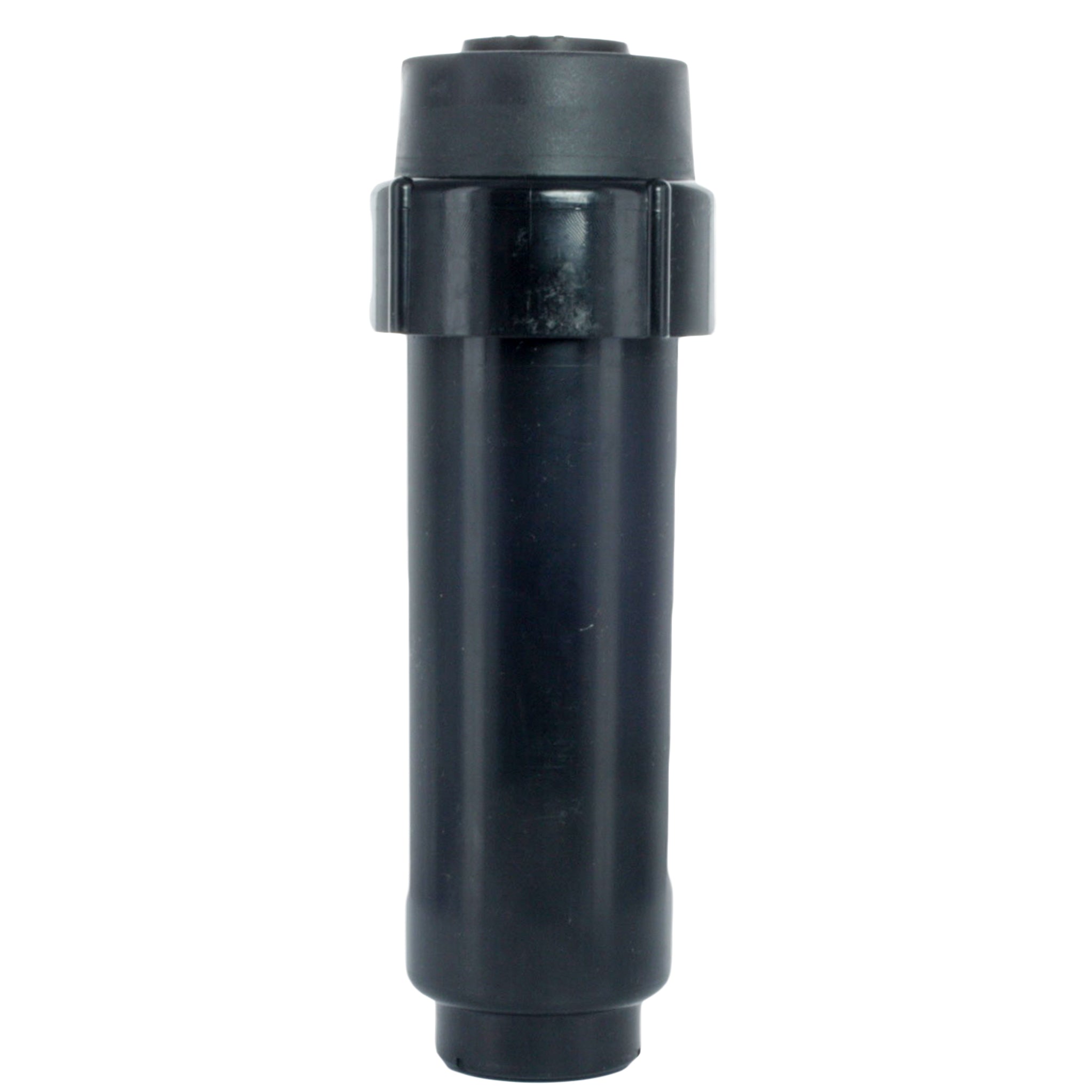 Front view of Toro 640 pop-up rotor model 644-02-42 showing stainless-steel nozzle assembly, rubber cover and 2-3/8" riser on white background