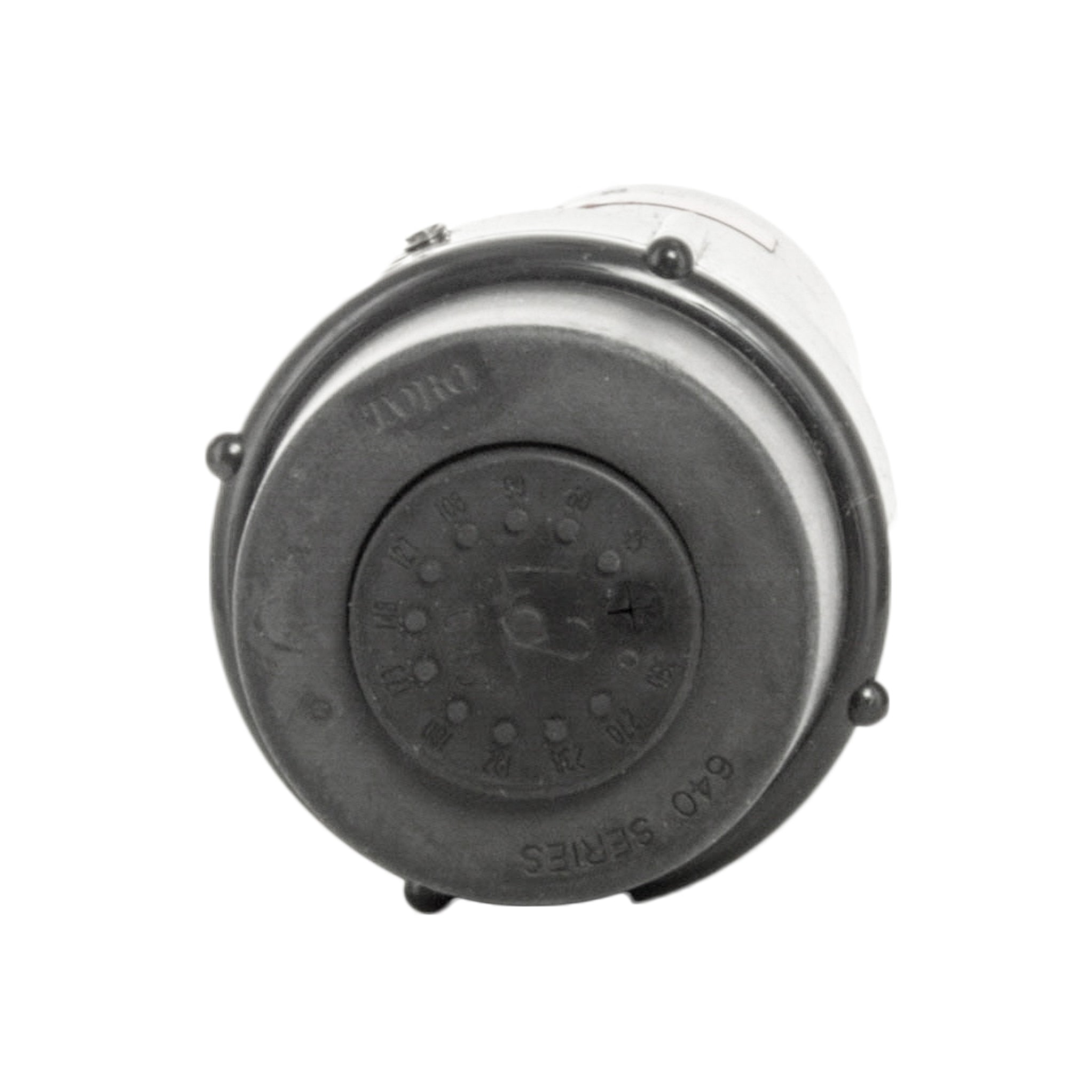 Side view of Toro 640 rotor 644-02-42 highlighting the Check-O-Matic check valve area and stainless-steel-encased nozzle assembly