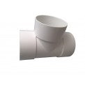 Front view of NDS 6P01 6-inch white PVC Sewer & Drain tee showing hub x hub x hub solvent-weld connections for 6 in pipe systems.