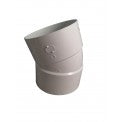Front view of NDS 6P04 6-inch white PVC 22.5° hub x hub sewer and drain elbow showing socket openings and angle, ready for solvent-weld installation.