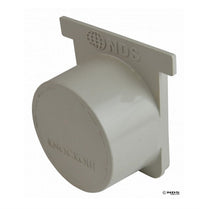 Front view of NDS 713 Pro Series 3" End Cap/End Outlet, light gray polypropylene showing knockout outlet and attachment lip.