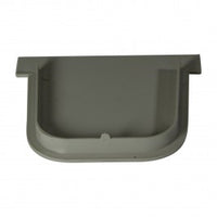 Front and side view of NDS 812 5 in. PVC end cap in light gray, showing snap-fit edge and knockout outlet.
